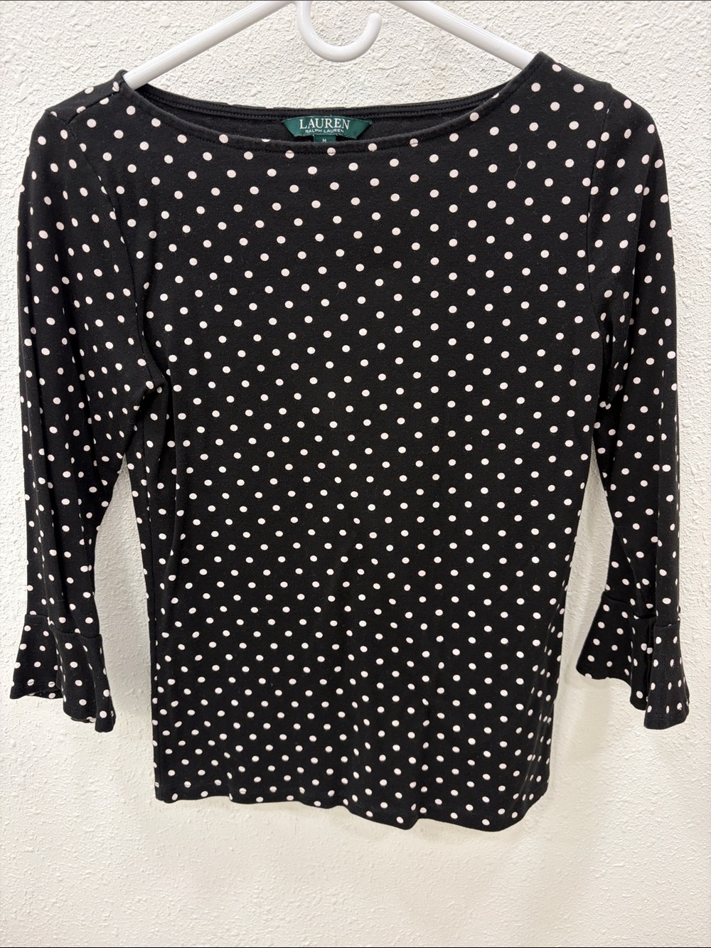 Lauren Ralph Lauren Black Top with White Polka Dots